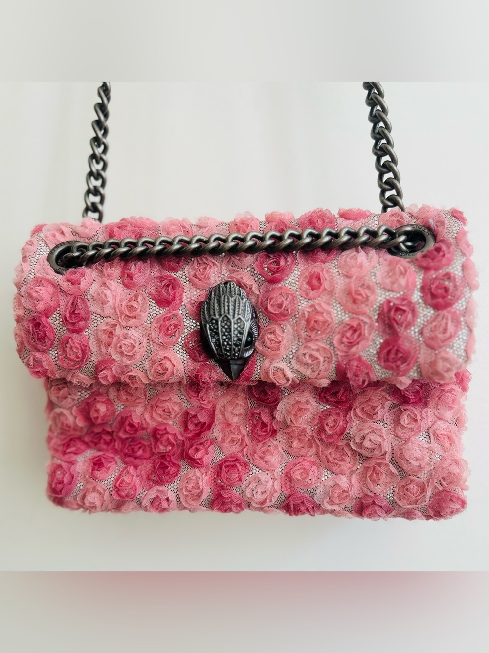 Kurt Geiger the Kensington Pink Rose-Appliqué Chain Shoulder Bag - Picture 11 of 16